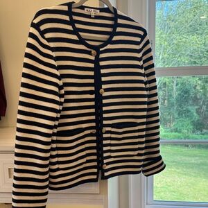 Alex Mill Navy and Cream Striped Cardigan